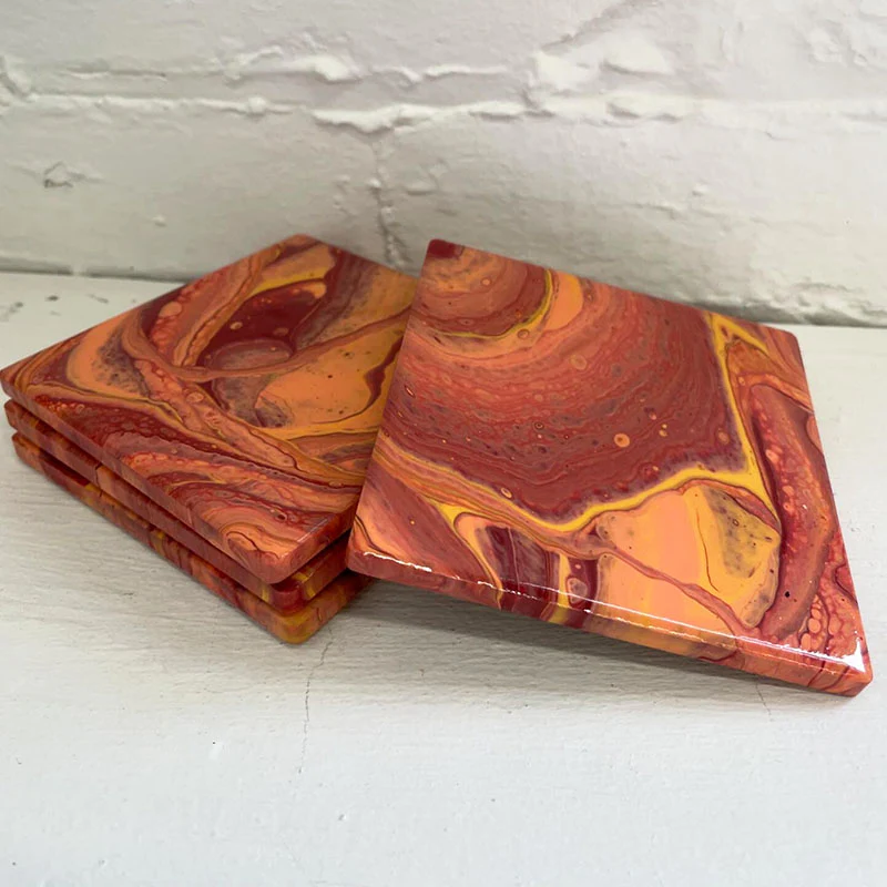 Paint Poured Coasters