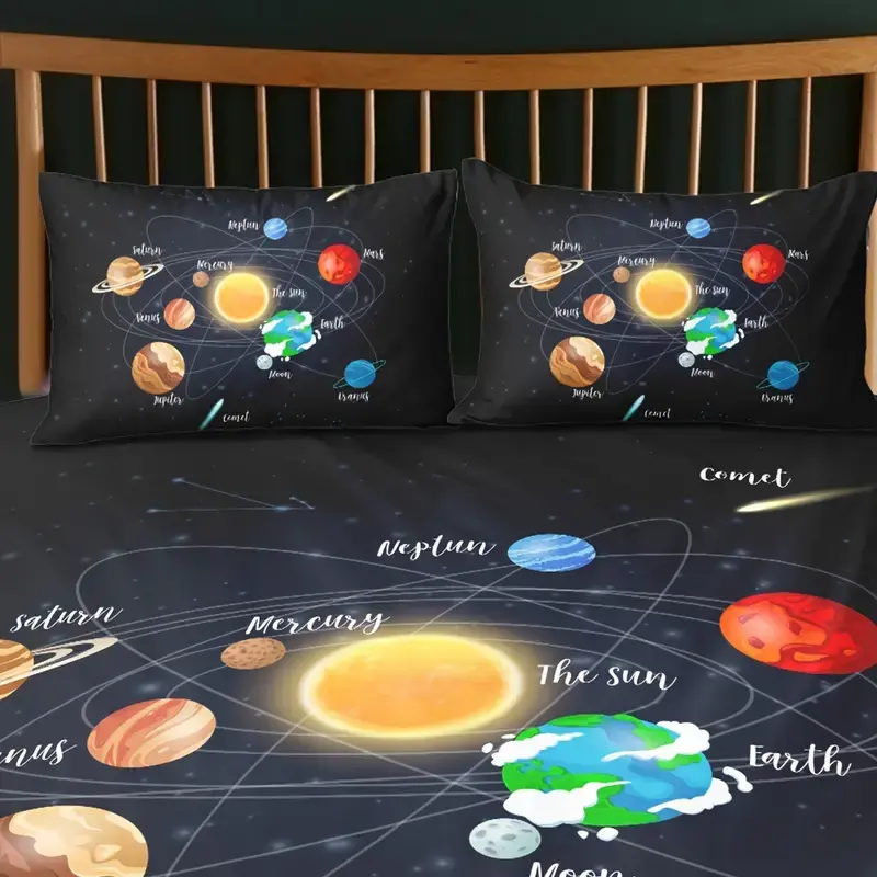 Thumbnail: 3pcs Solar System Galaxy Duvet Cover Set (1 Duvet + 2 Cases)