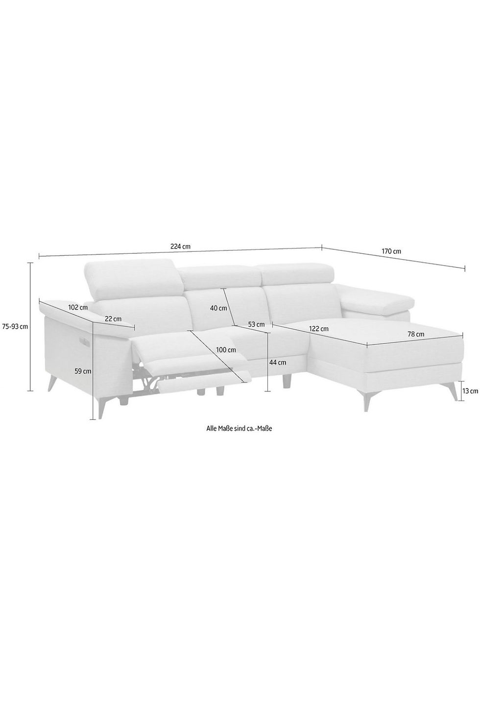 Miniaturbild: Modernes Theron Sofa von Mix Möbel aus Kunstleder-NATUR Leder mit verstellbaren Kopflehnen und Relax-Funktion.