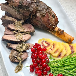 slow-roasted lamb leg