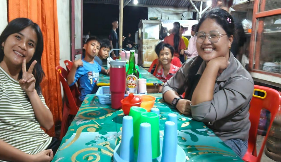 the staff / social workers bring the children out for food after a day out