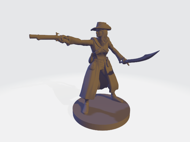 Gun-toting Pirate Cleric/Fighter/Paladin/Ranger (Medium) - 3D Print female version