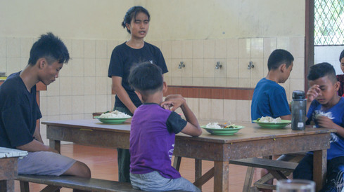 Young and old kids alike get a chance to lead meal prayer or nightly devotion.