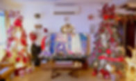 home living room christmas decoration festive themed design ideas for trees, tv console, ceiling decor, table skirting