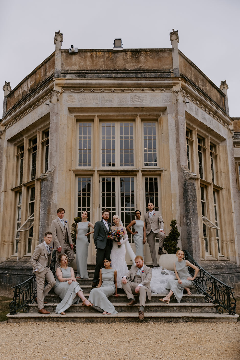 vogue style group shot of the bridal party