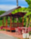 Cozy gazebo in front of MH Homestay Melaka beside the parking area for guests to sit and relax.