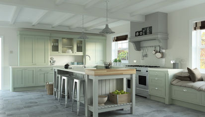 grey and sage open-style-kitchen-bespoke classy and stylish carpentry-portlaoise