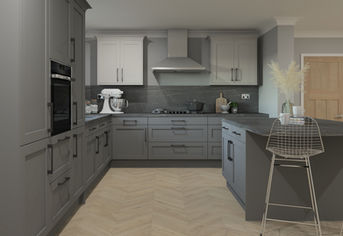 grey and sage open-style-kitchen-bespoke classy and stylish carpentry-portlaoise