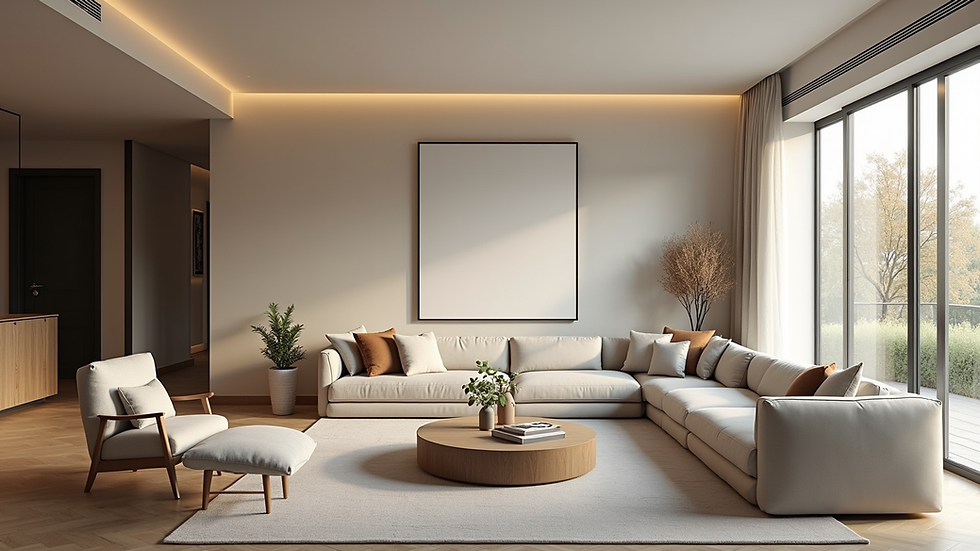 High angle view of a beautifully organized living room