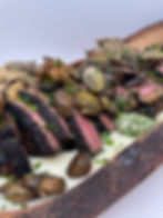 Seared Ribeye, Parsnip Puree, Purple Potato, Wild Mushrooms, Sage Butter