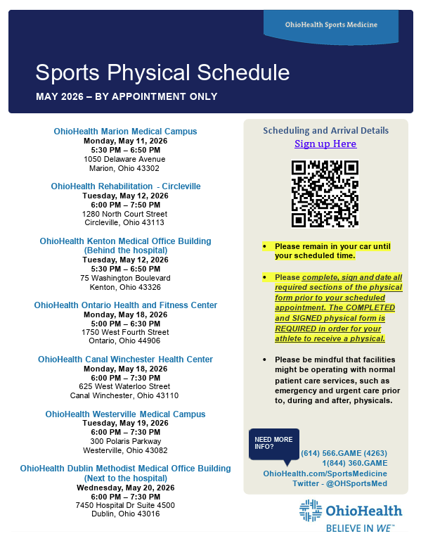 OhioHealth Sports Physicals Offered May 12 In Circleville 