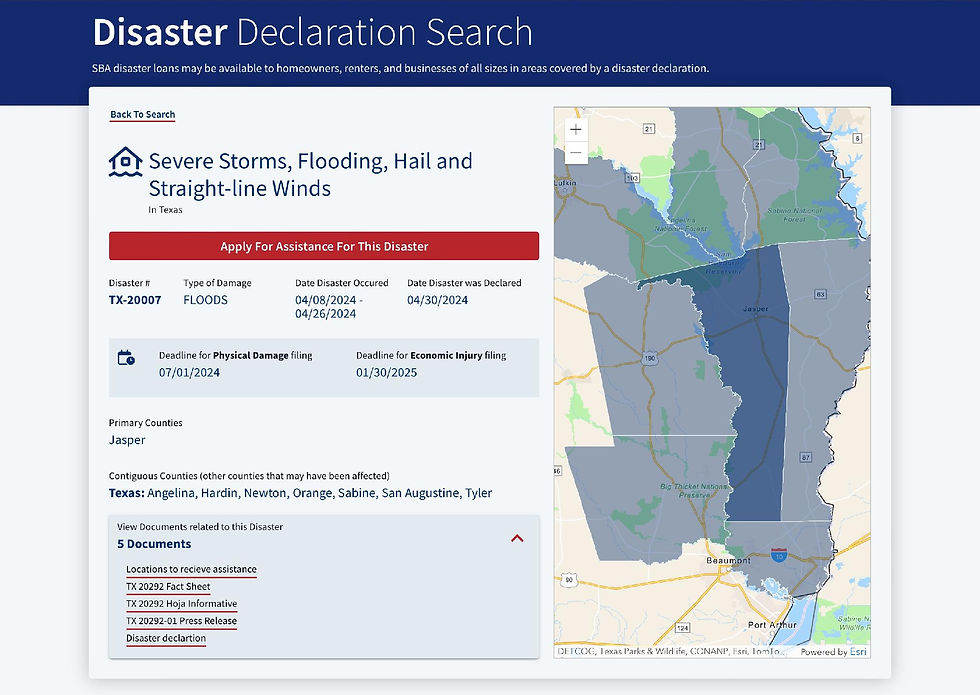 Jasper County now granted SBA Federal assistance