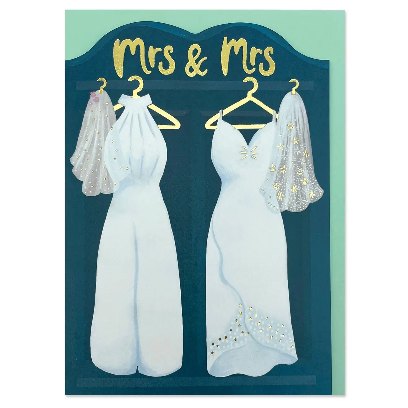 Mrs & Mrs' Bridal Outfits Wedding Card