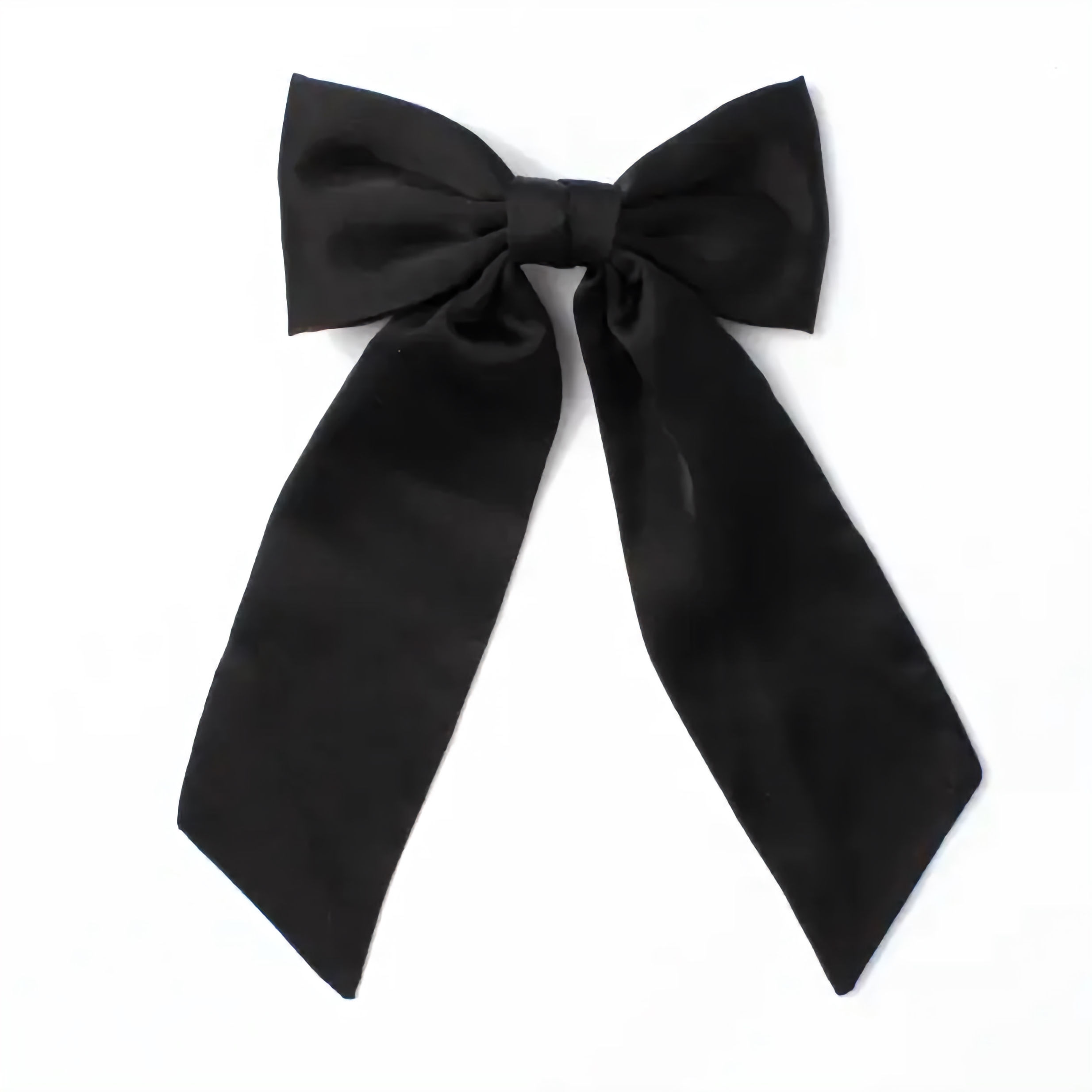 Black Bow Barrette Clip with Tails