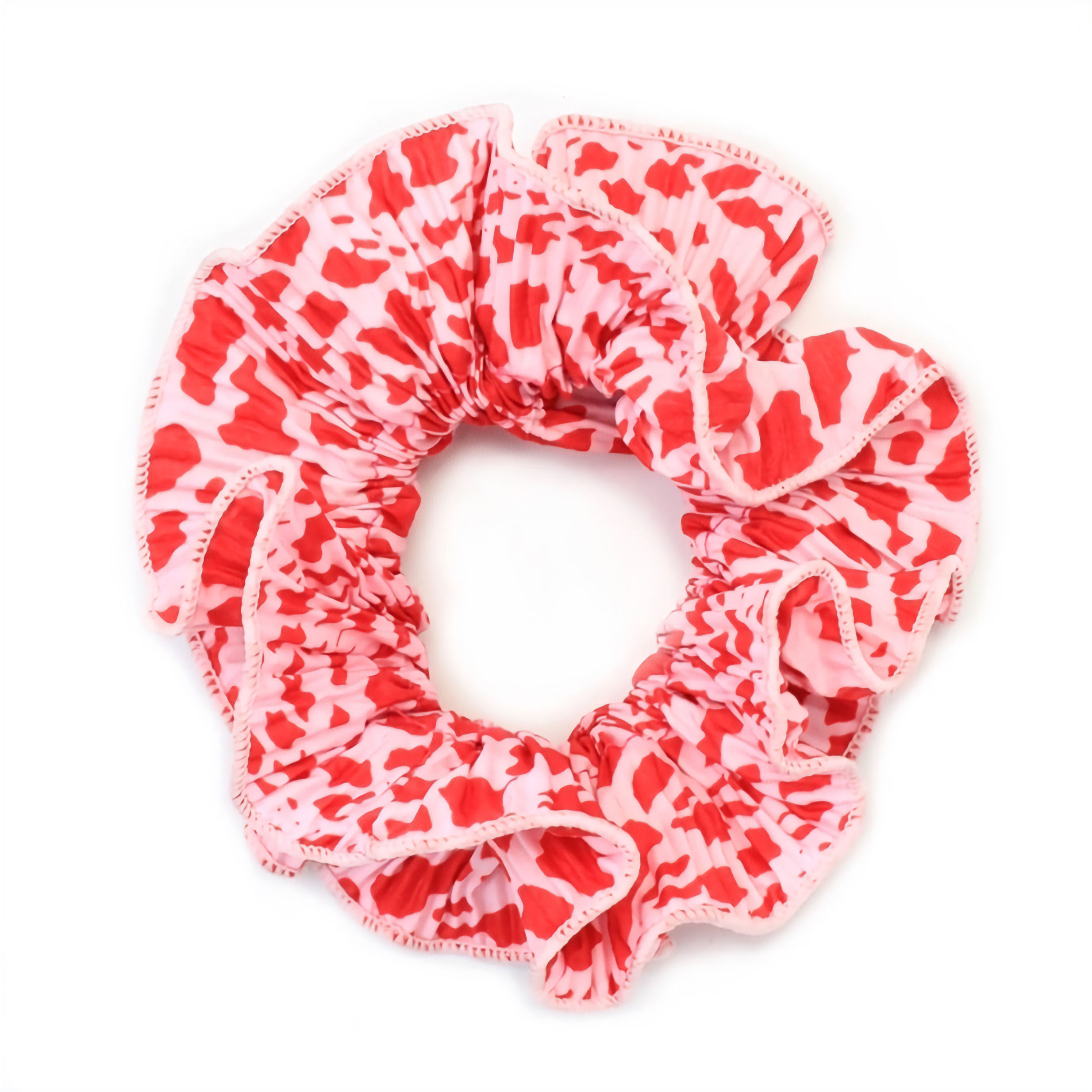 Large Double Layered Pink and Red Print Scrunchie
