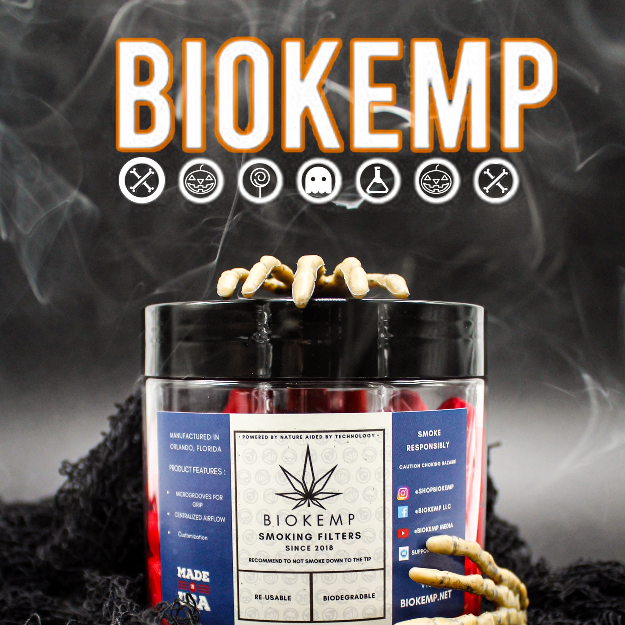 KEMP SPOOKY FILTER TIPS VARIETY JARS 100 PCS