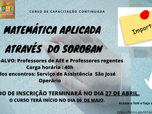 Curso: Matemática aplicada através do soroban