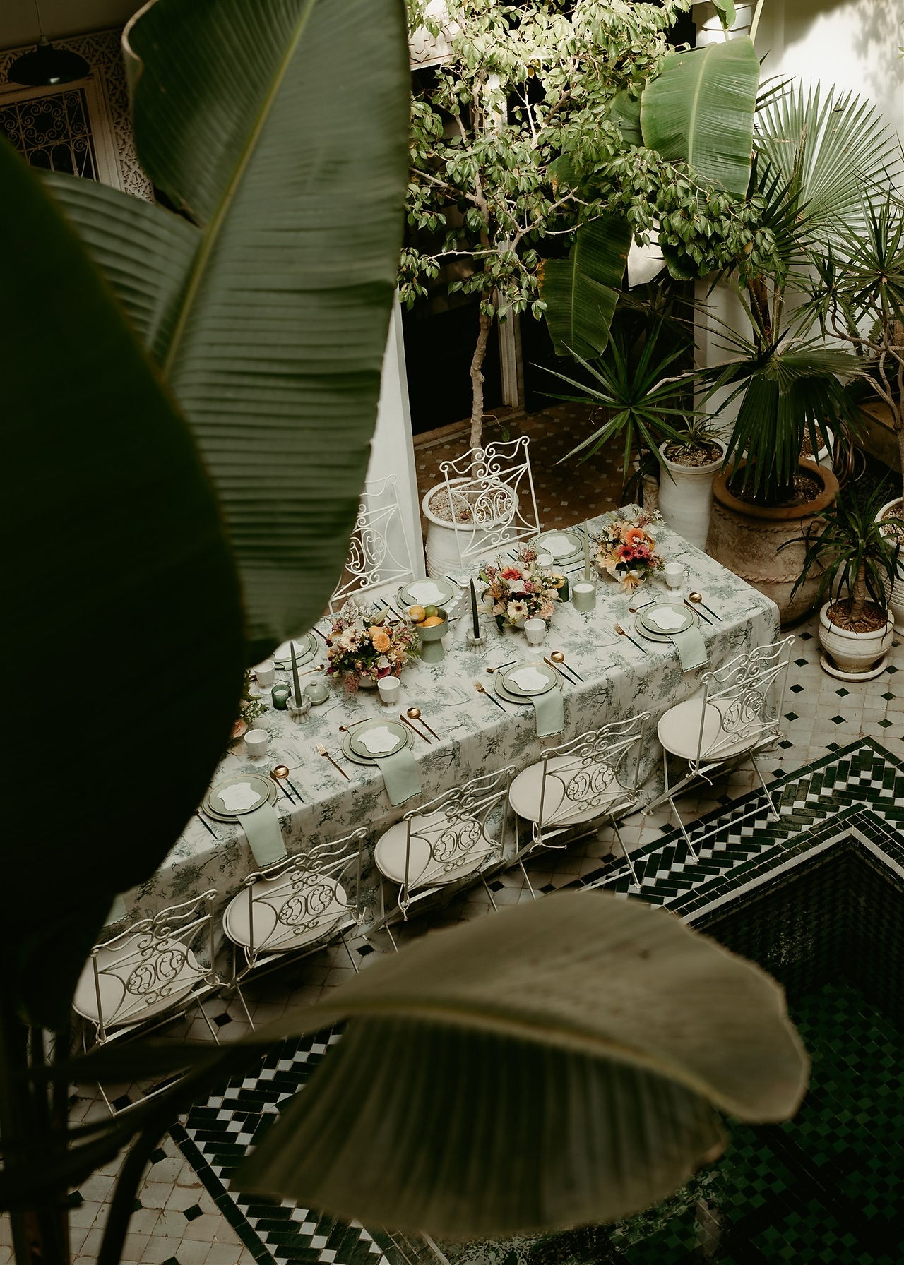 A detail shot of the table setting for an elegant elopement in Marrakech