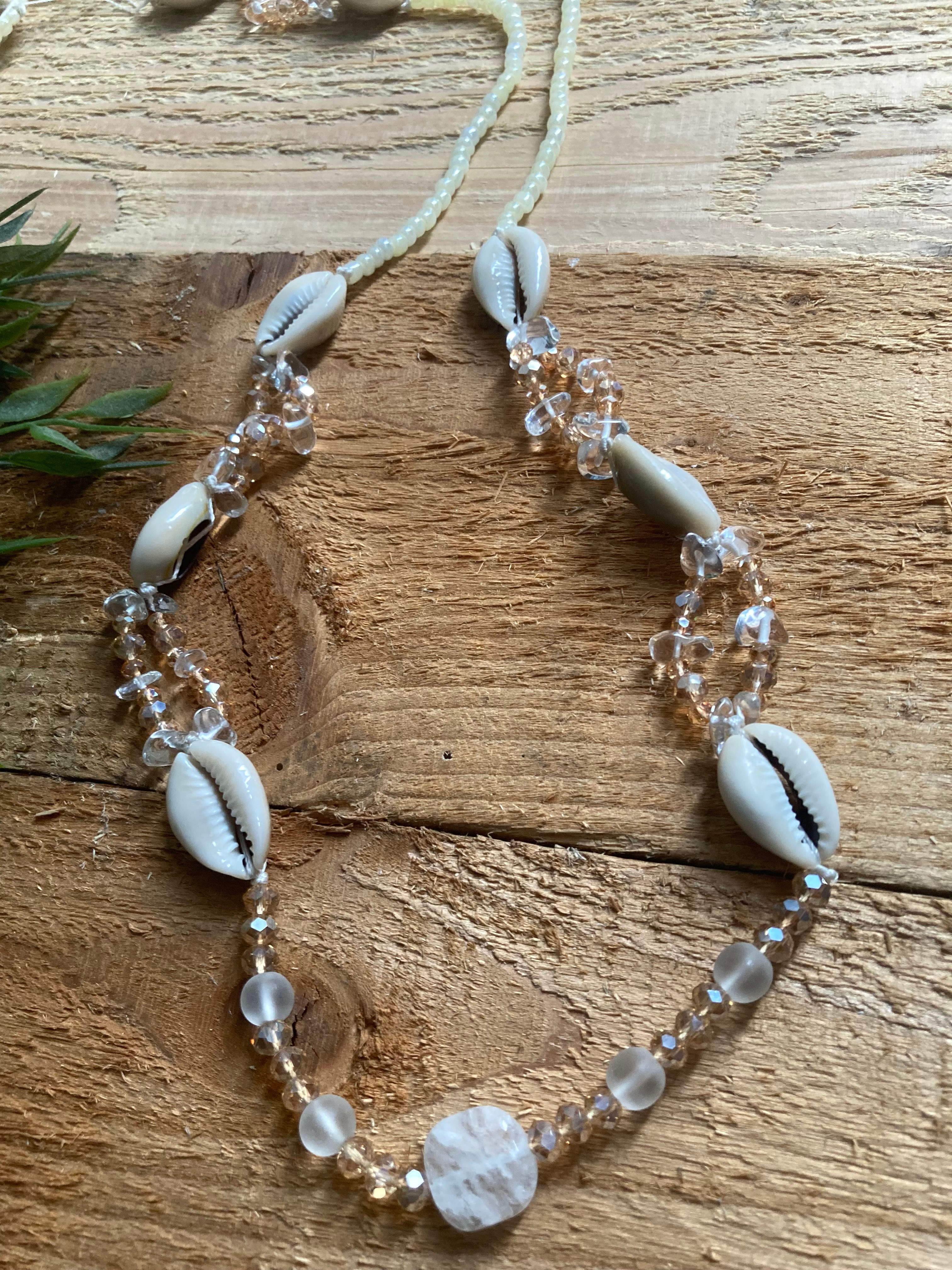 Cowrie Shell + Clear Quartz