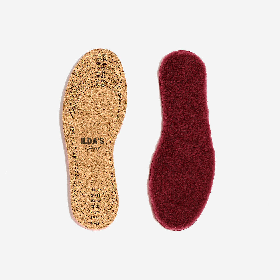 semelle enfant à découper en peau lainée bordeaux