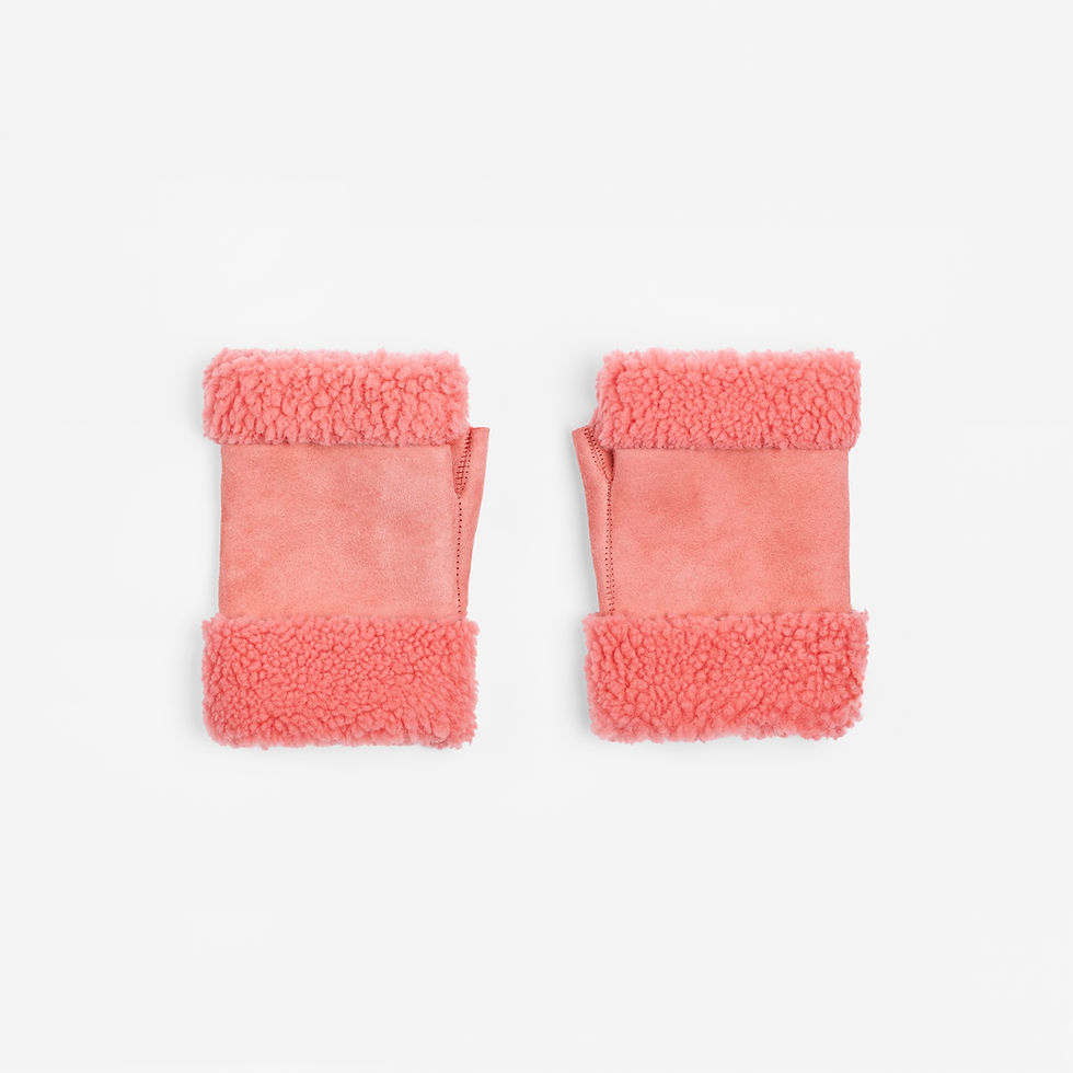 Miniature : mitaine adulte en peau lainée rose