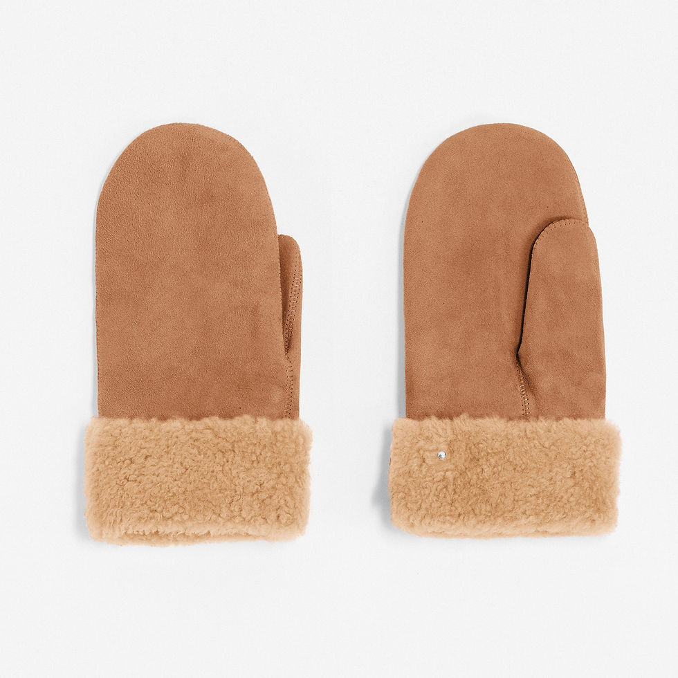 Miniature : moufle adulte en peau lainée camel