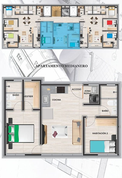 planos apartamento medianero