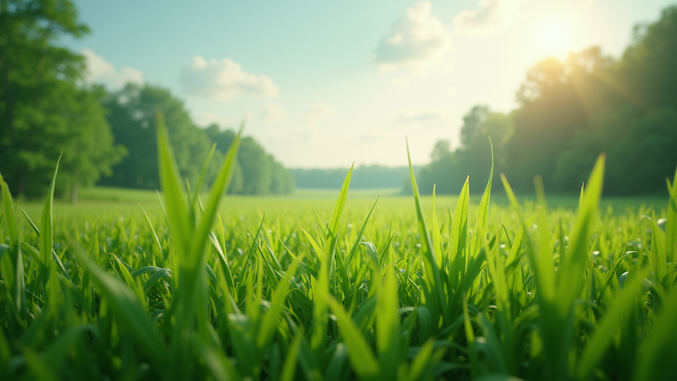 Wide angle view of a lush green landscape