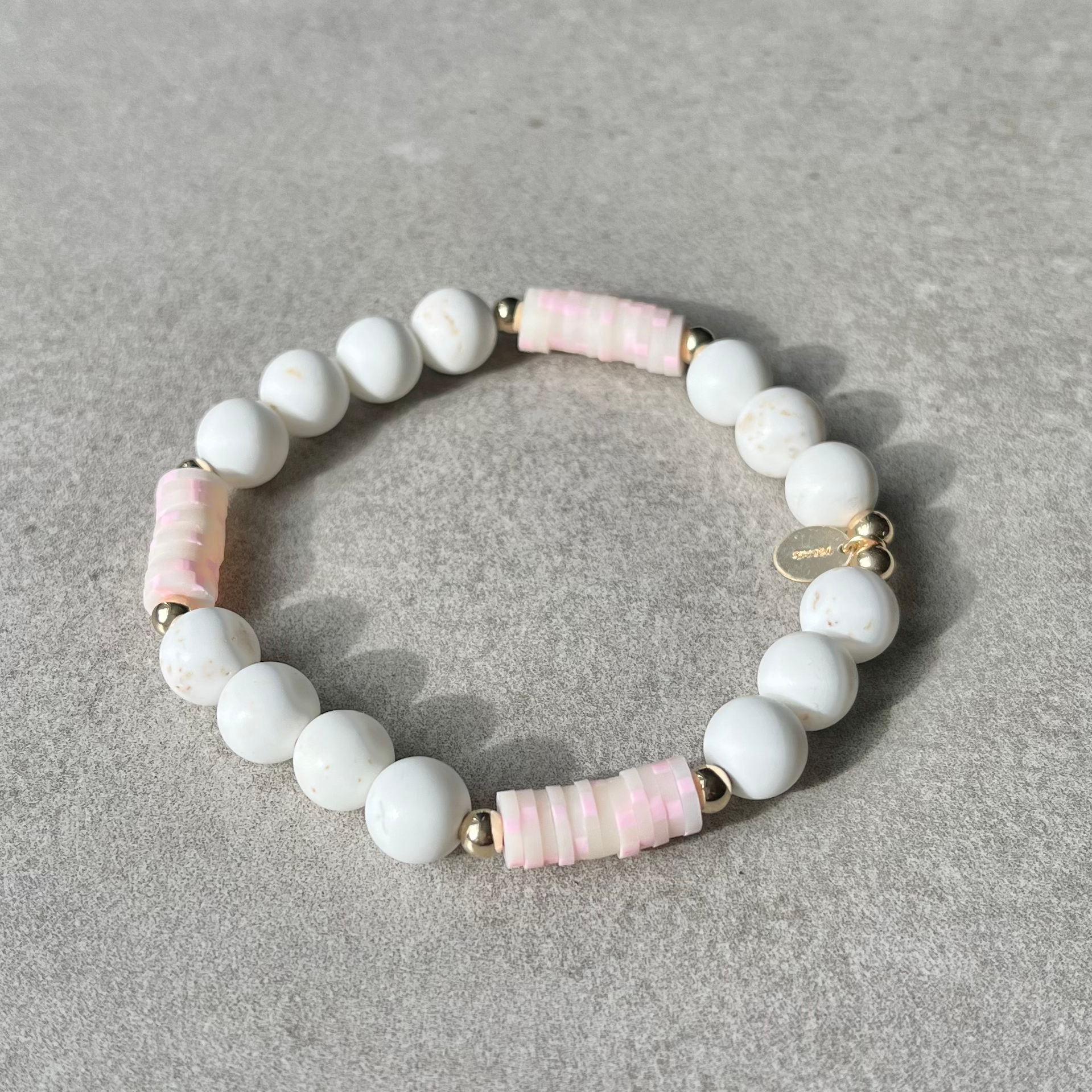 The Capri | White Magnesite Stone + Pink Dot Beads + 14K Gold-fill/925 Silver