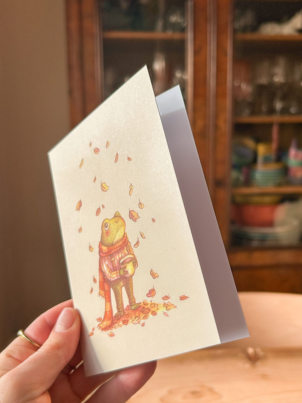 Thumbnail: Mr Frog in Fall – Greeting Card