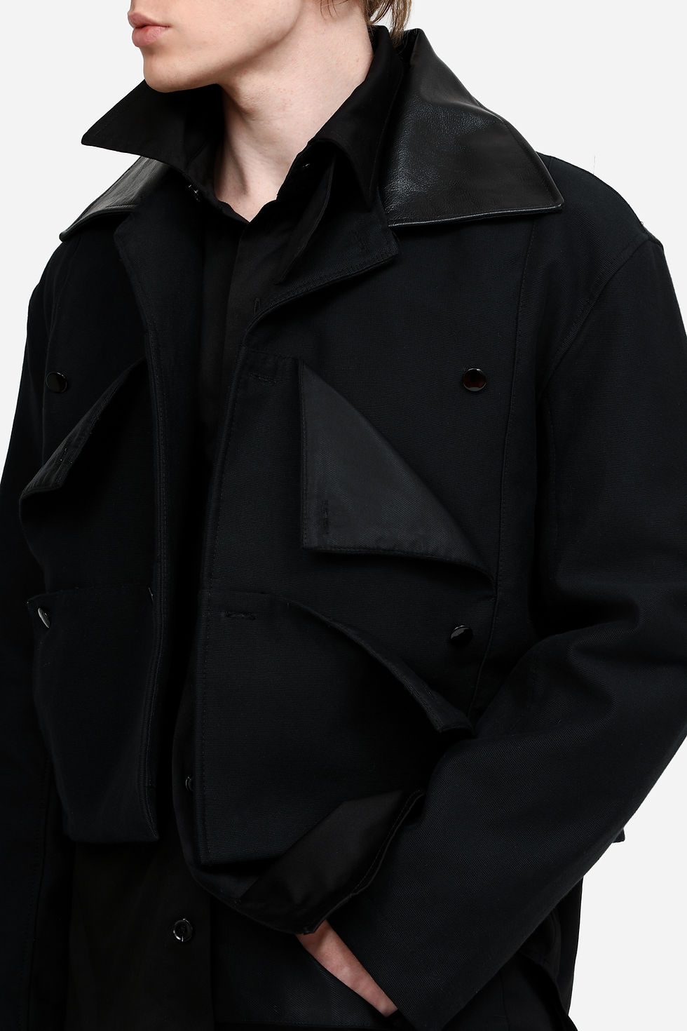 Miniatura: Fold Leather Jacket Black