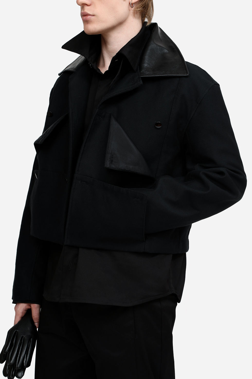 Miniatura: Fold Leather Jacket Black