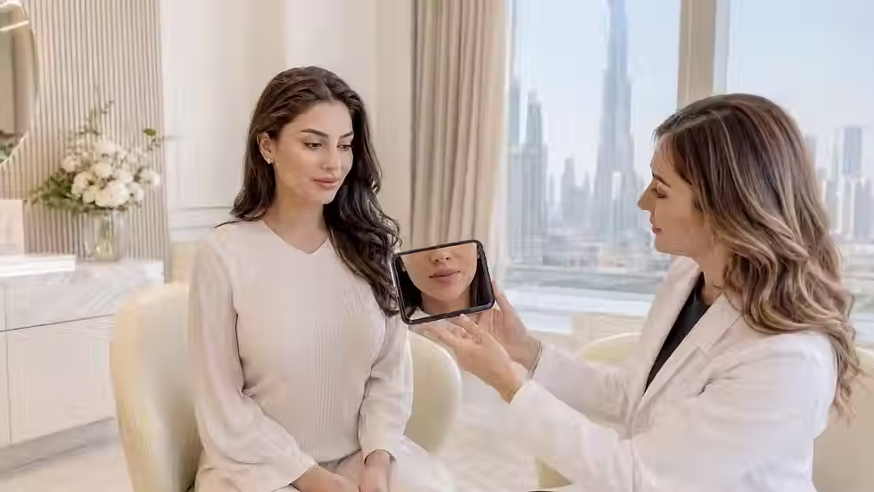 Lip flip vs lip filler consultation in Dubai aesthetic clinic
