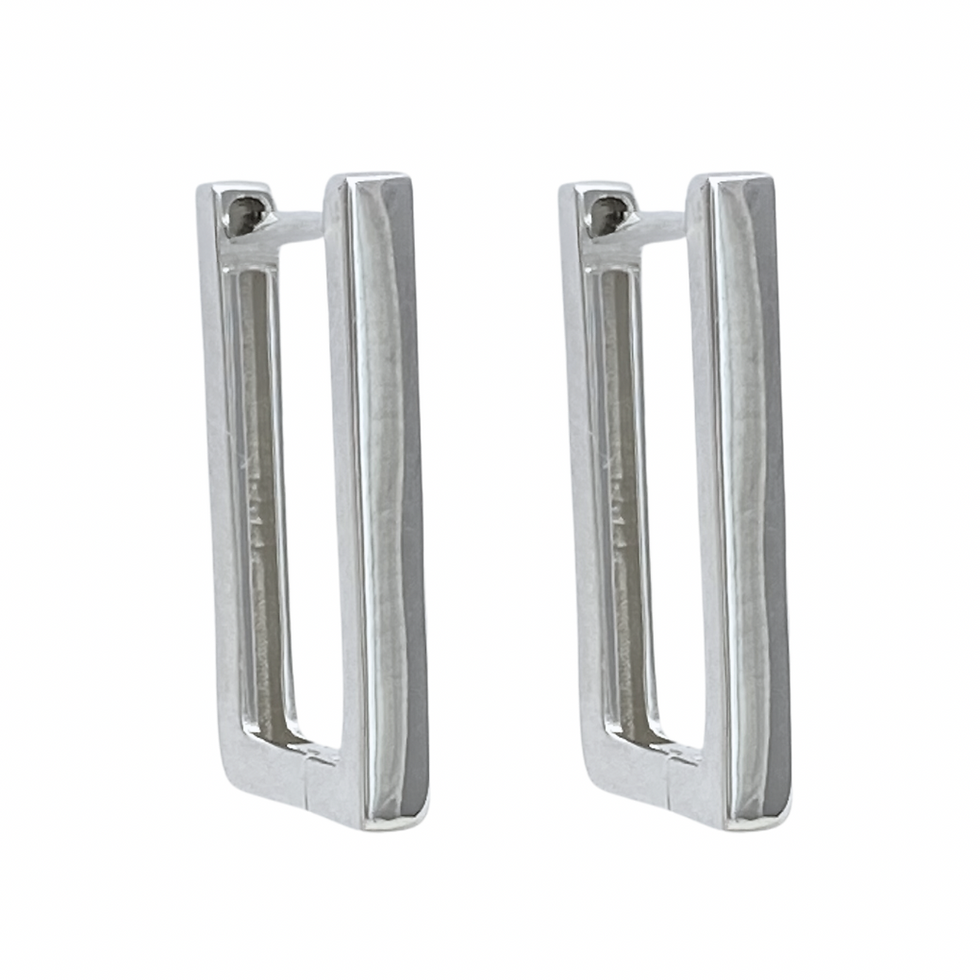 Miniatura: Brinco Argola retangular fio reto lisa - Prata 925