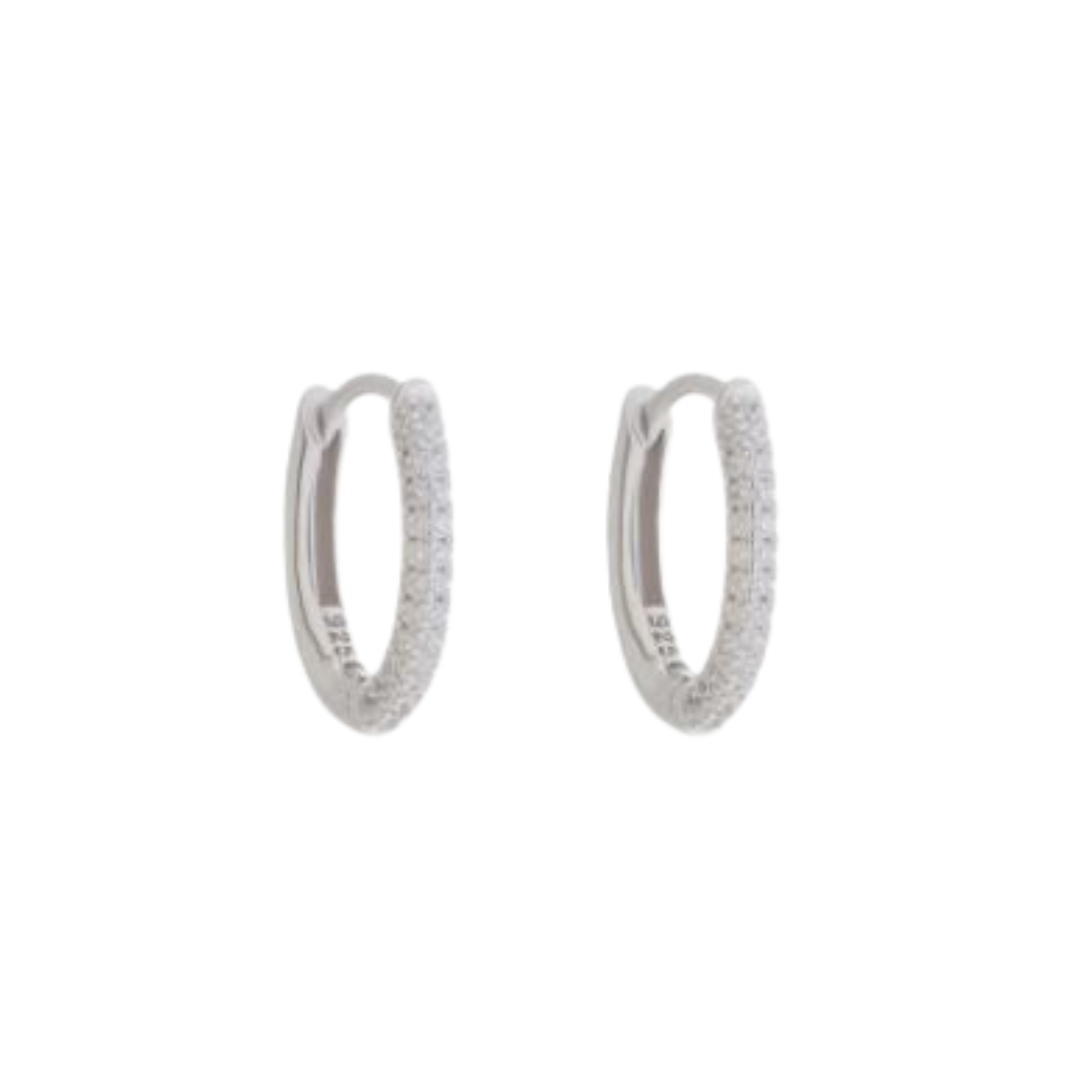 Brinco Argola oval cravejada - 12,8mm