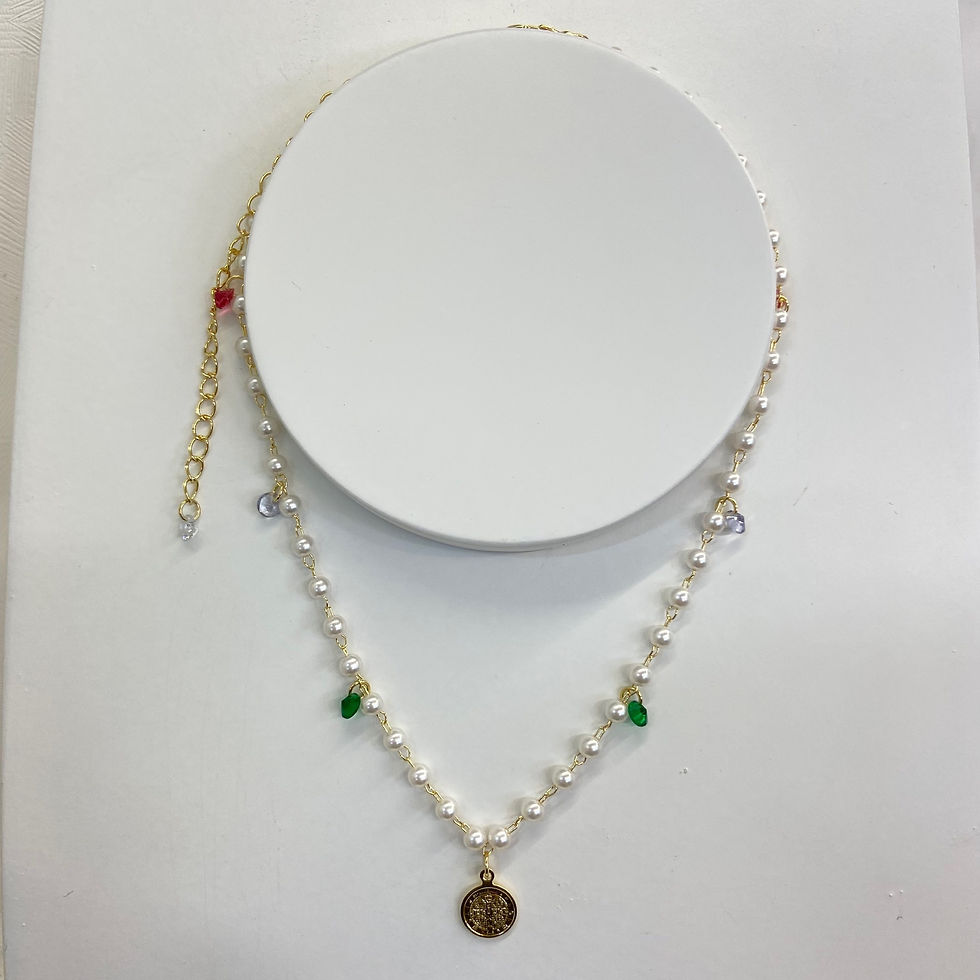 Miniatura: Chocker - Gargantilha Pérolas com Medalha São Bento