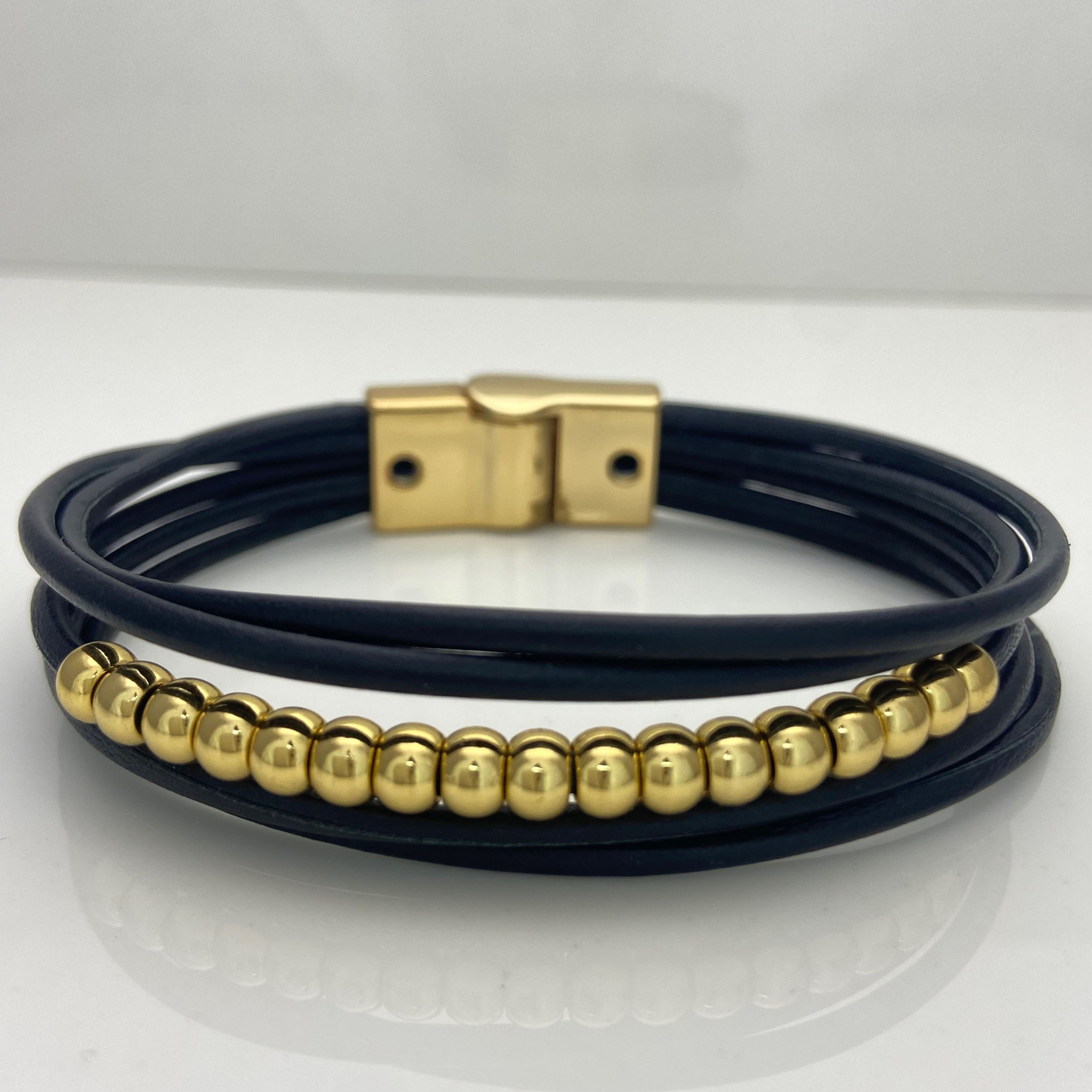 Pulseira de Couro cinco fios