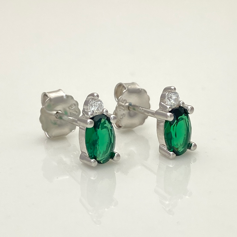 Miniatura: Brinco formato oval cravejado - Verde