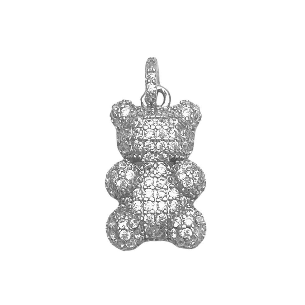Miniatura: Gargantilha com pingente Urso todo cravejado - Prata 925
