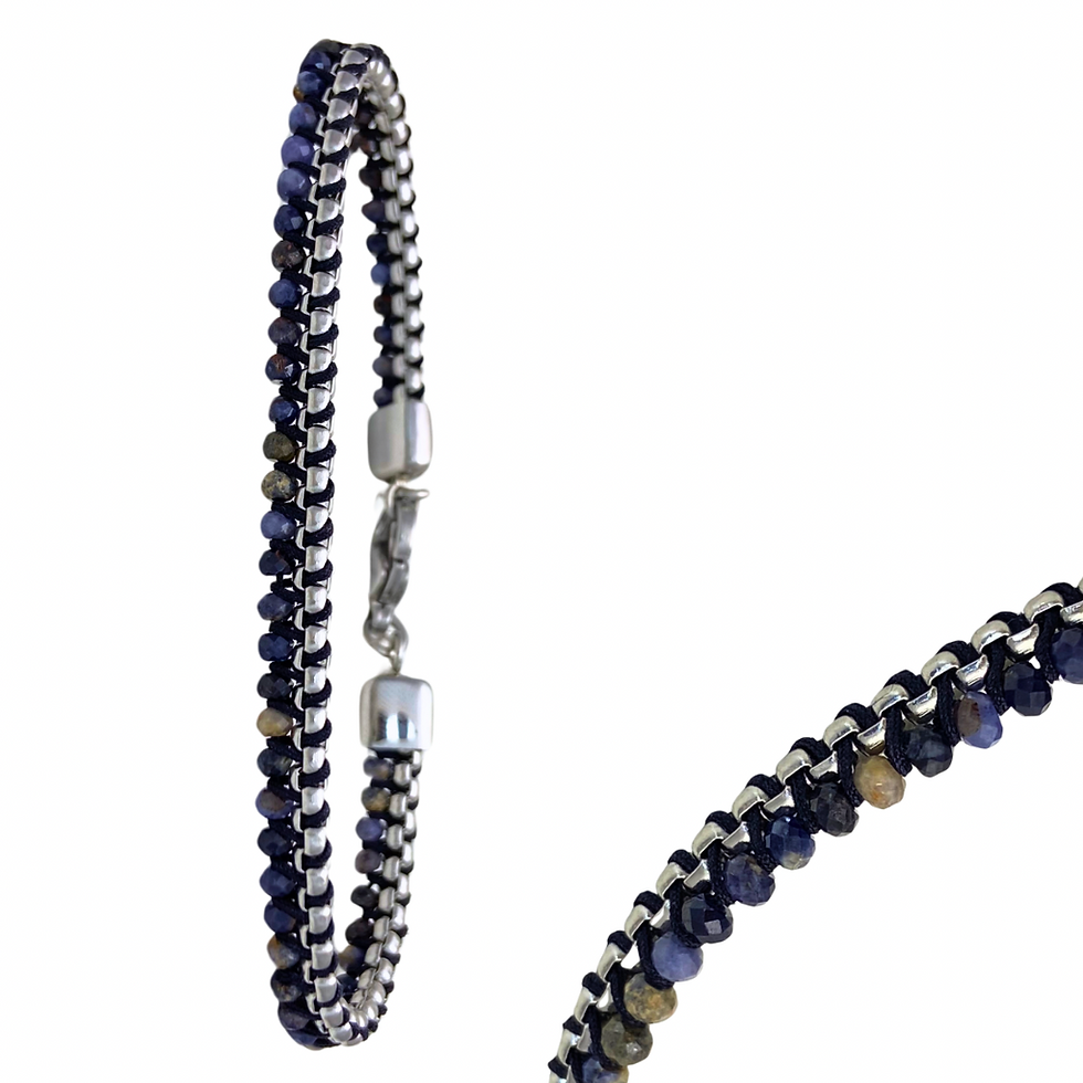 Miniatura: Pulseira de aço com tira trabalhada com Steel e Cristais