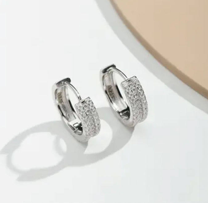 Miniatura: Brinco Argola cravejada - 14,8mm