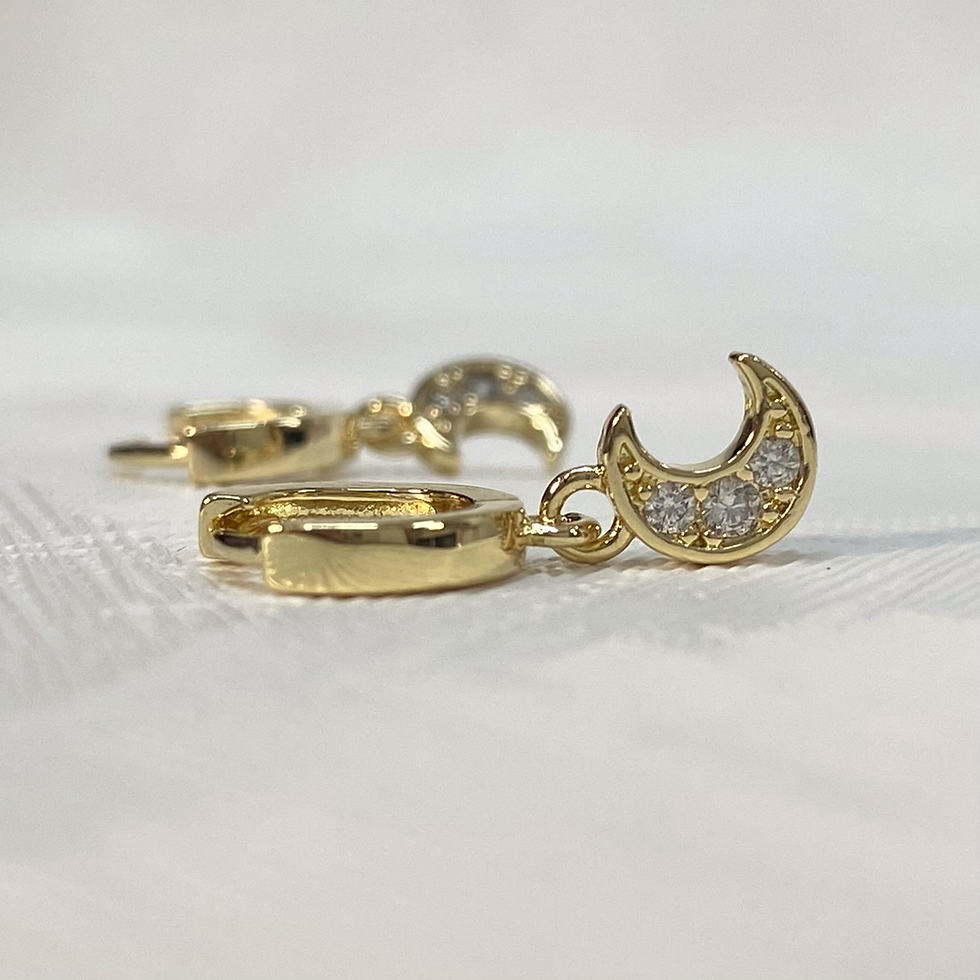 Miniatura: Brinco Argola com Lua cravejada 