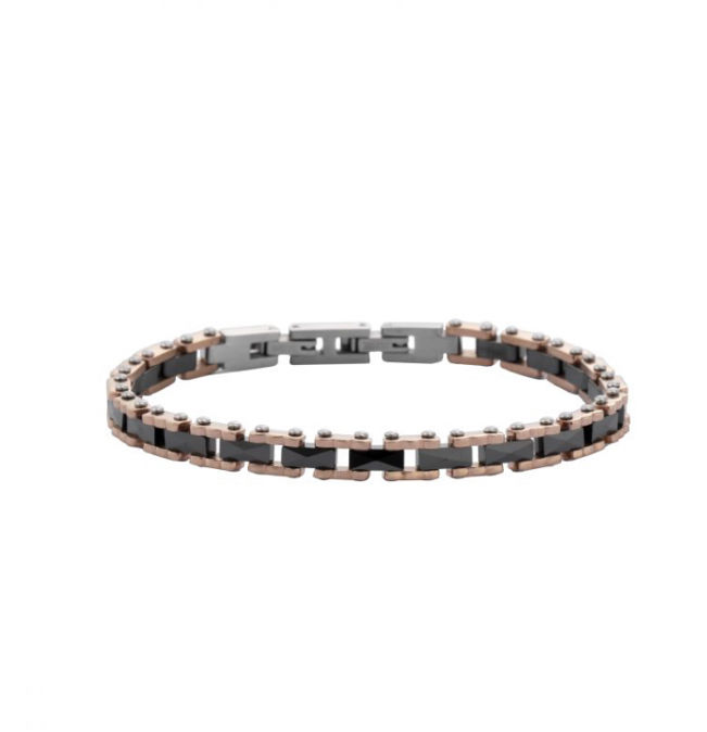 Pulseira de Aço Black com borda Rosê