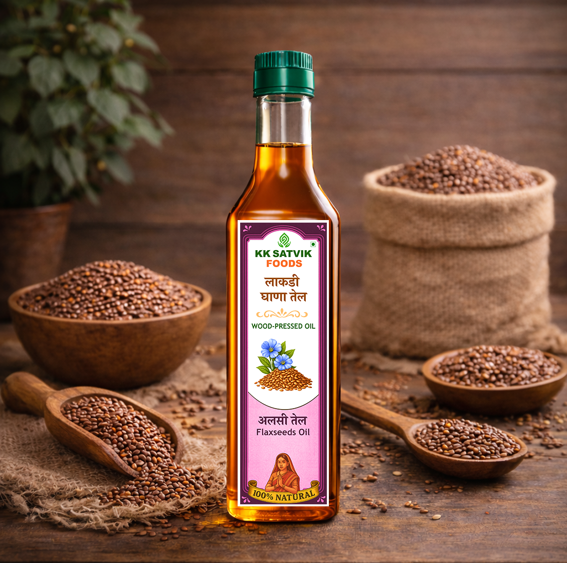 Wood-Pressed Flex Seeds Oil