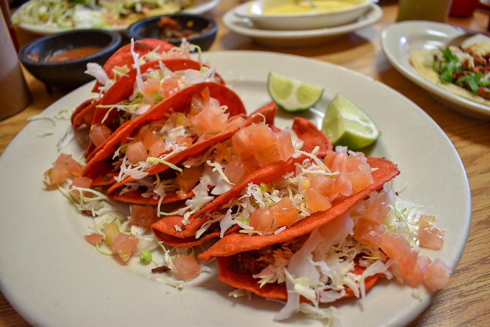 Tacos rojos at Taqueria El Rojo Loco in Houston, Texas