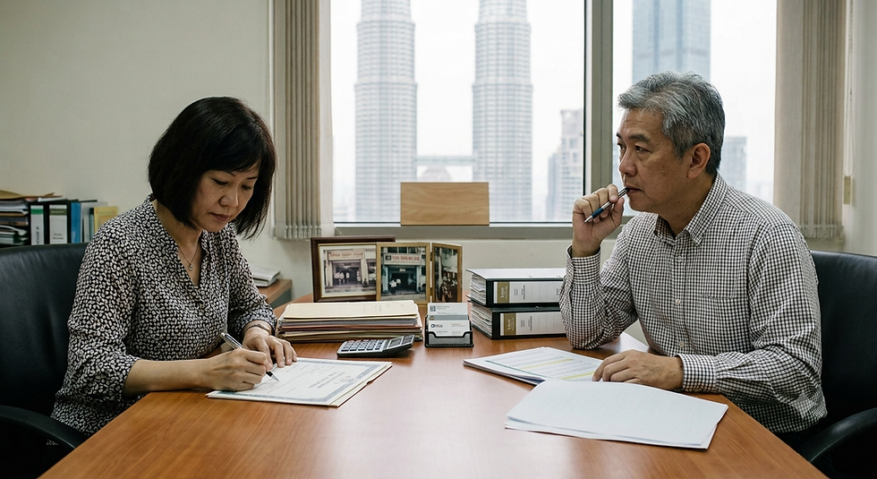 husband and wife signing divorce document