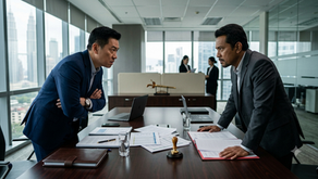 two shareholders looking at each other