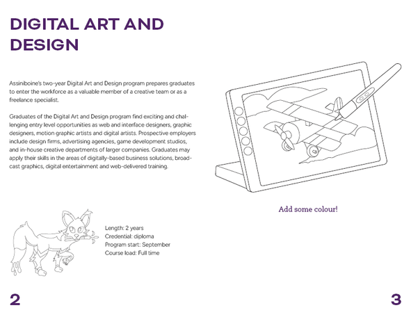 pages with information about a college art and design program.