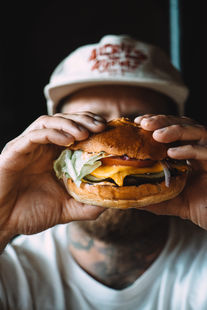 Mouth-watering beef burger.