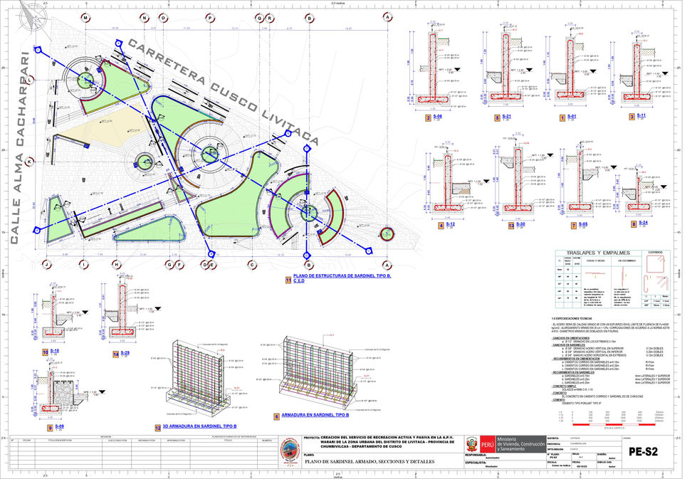 PARQ - Plano - PE-S2 - PLANO DE SARDINEL ARMADO, SECCIONES Y DETALLES